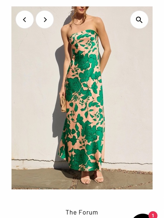 Dress Forum Dresses & Skirts - Dress Forum Strapless Pink Maxi Dress with Green Floral Print NWT